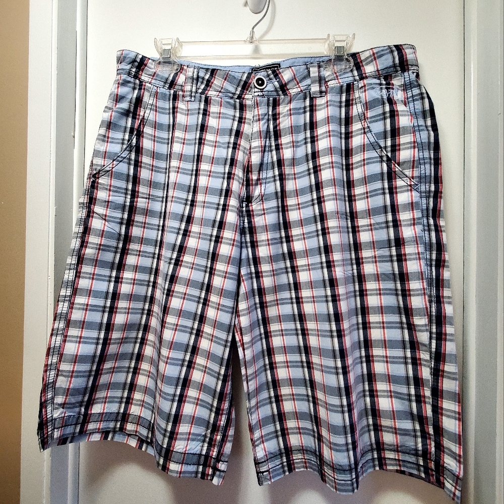 Buffalo David Bitton Mens Shorts Size 34 Blue Red White Stripe